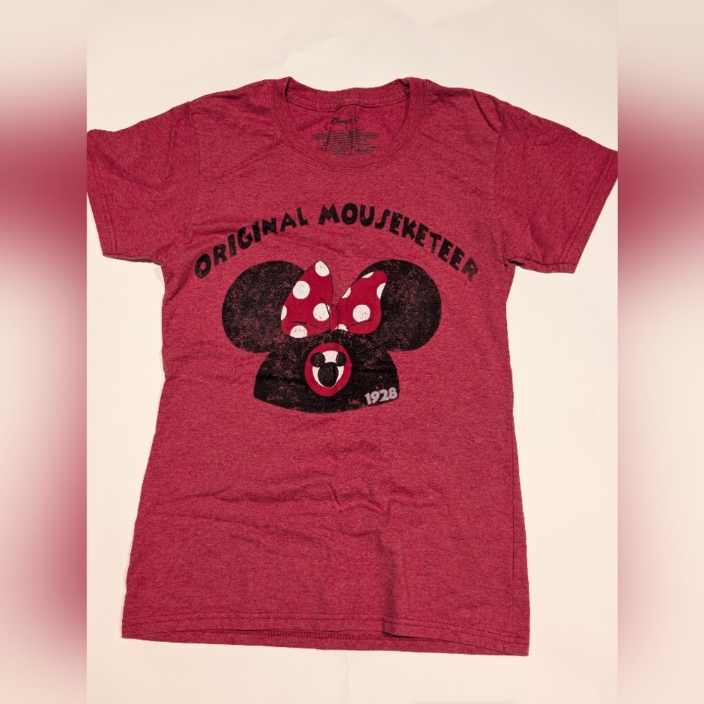 Women's Disney Red Minnie Mouse Graphic Tee with Polka Dot Bow Mouseketeer
